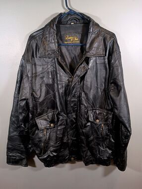 Leather and Soul Patchwork Utility Mens Textured Jacket Size XL Vintage Black